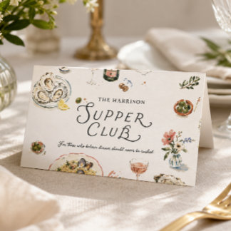 Cartão De Mesa Clube de Jantar Costeiro Caprichoso Aquarela