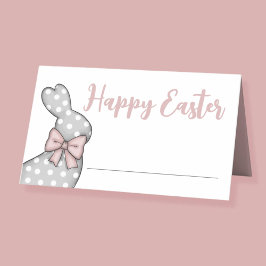 Cartão De Mesa Coelho Rosa Fofo Feliz Páscoa