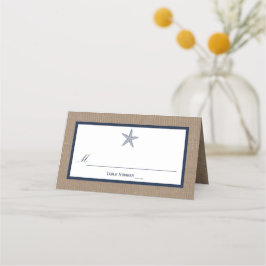 Cartão De Mesa Coleção de Casamentos de Praia de Starfish Burlap,