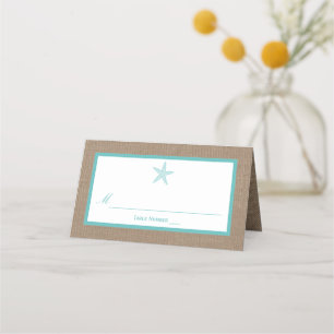 Cartão De Mesa Coleção de Casamentos de Praia Turquoise Starfish