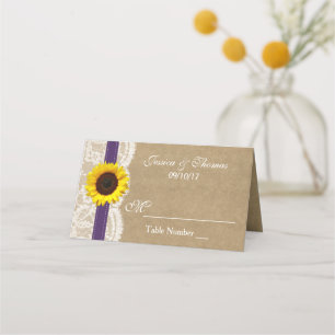 Cartão De Mesa Coleção Kraft, Lace & Sunflower - Roxo