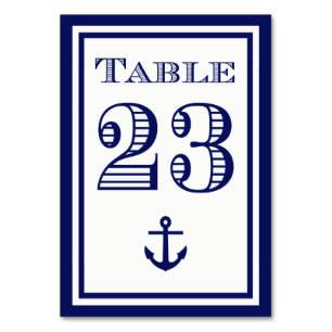 Cartão de Mesa com Âncora Simples em Azul Marinho 