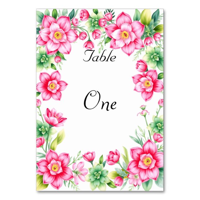 Cartão de Mesa com Flor Rosa (Frente)