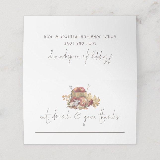 Cartão De Mesa Comer Rato Beber Dar Nomes Feliz Amizade (Exterior/Desdobrado)