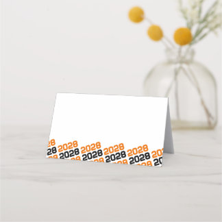 Cartão De Mesa Comida de Ano de Classe de Formando Preto Laranja