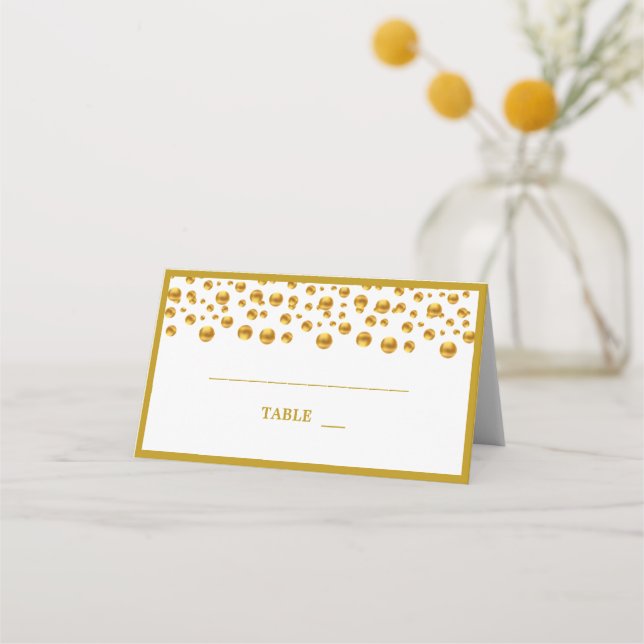 Cartão De Mesa Confete Dourado Bonito (Frente)