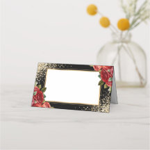 Confete Dourado Preto Rosas Florais