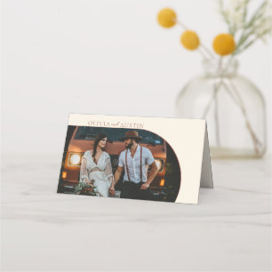 Cartão De Mesa Convidado de Casamento de Foto do Terracotta