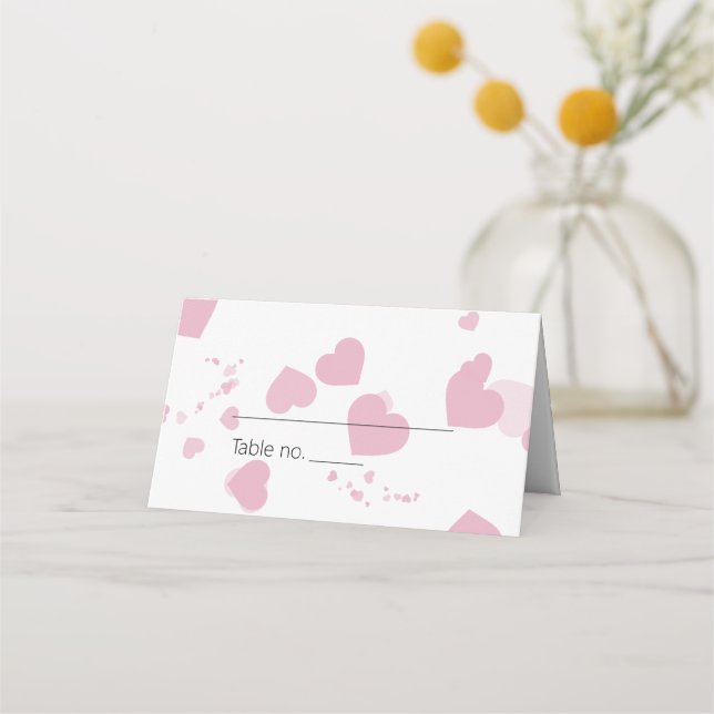 Cartão De Mesa Coração de Amor Rosa (Frente)
