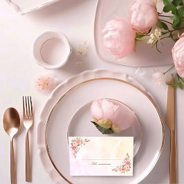 Cartão De Mesa Coral Watercolor Floral