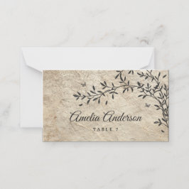 Cartão De Mesa Coroa Botânica Vintage para Casamento
