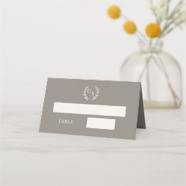 Cartão De Mesa Coroa de casamento bege marfim monogramada