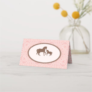 Cartão De Mesa Cowgirl Silhueta de cavalos