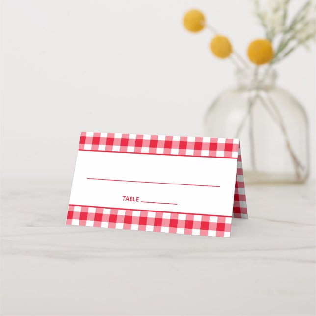 Cartão De Mesa Crie seu próprio país Gingham (Frente)