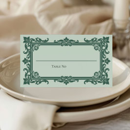 Cartão De Mesa Crista Ornamental Verde Salvia Vintage Casamento