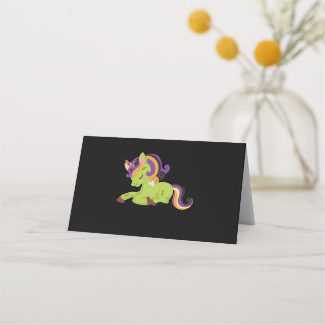 Cartão De Mesa Cute Frankenstein Unicorn Halloween (Frente)