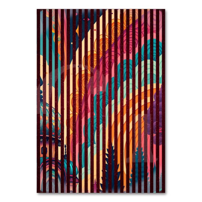 Cartão de Mesa Dark Striped Fantasy – Personalizáv (Frente)