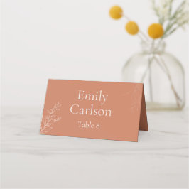 Cartão De Mesa Dark Terracotta Botanical Wedding Place Card