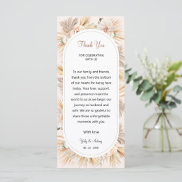 Cartão de Mesa de Agradecimento Floral Neutro Boho
