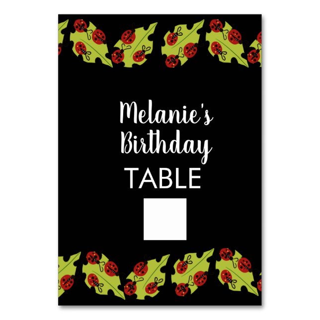 Cartão de Mesa de Aniversário de 1 Ano da Lady Bug (Frente)