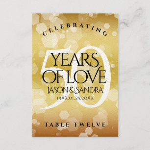 Cartão de Mesa de aniversário de casamento do Ouro