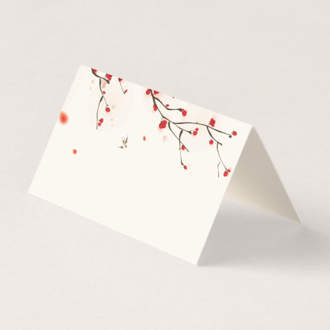 Cartão de Mesa de Aquarela de Cherry Blossoms (Frente)