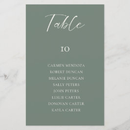 Cartão de Mesa de Assento de Casamento Verde Sage