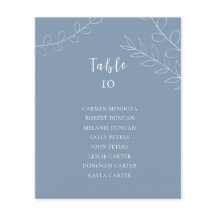 Cartão de Mesa de Assentos de Casamento em Azul Em