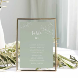Cartão de Mesa de Assentos de Casamento Verde Sage