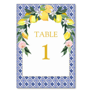 Cartão de Mesa de Azulejos Italiano Lemon Blue