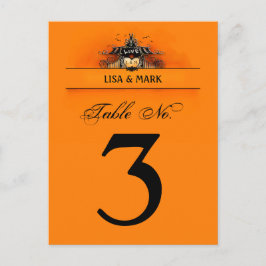 Cartão de Mesa de Casamento - Amor de Halloween La