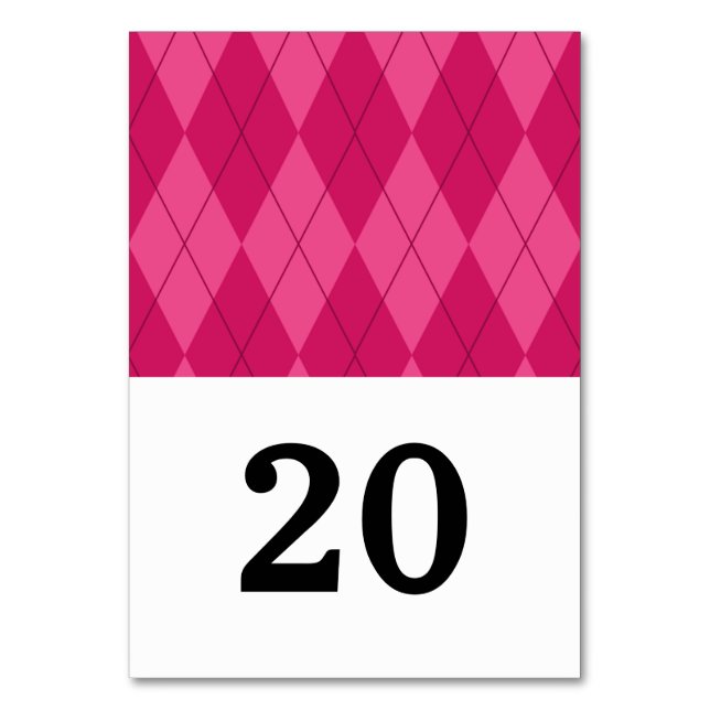 Cartão de Mesa de Casamento Argyle Rosa (Frente)