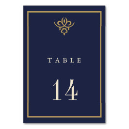 Cartão de Mesa de Casamento Azul Marinho Old Money