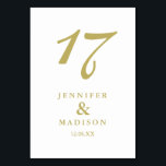 Cartão de Mesa de casamento branco e dourado<br><div class="desc">Casamento</div>