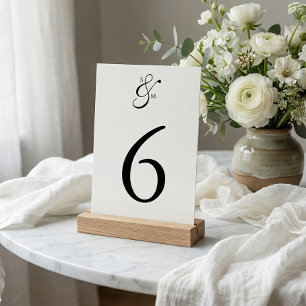 Cartão de Mesa de Casamento Branco Simples Elegant