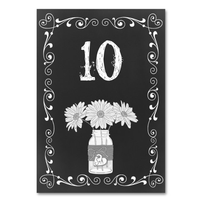Cartão de Mesa de Casamento Chalkboard Mason Jar (Frente)