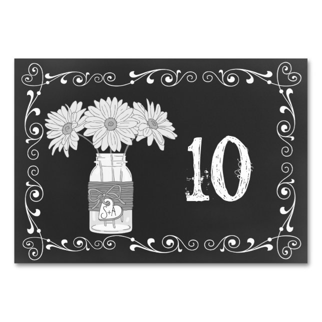 Cartão de Mesa de Casamento Chalkboard Mason Jar (Frente)