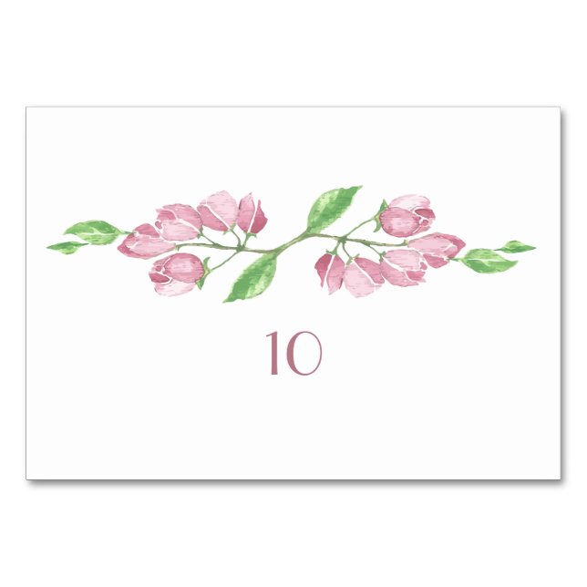 Cartão de Mesa de Casamento com Flor de Cerejeira  (Frente)