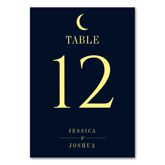 Cartão de Mesa de Casamento da Lua do Crescente Ce (Frente)