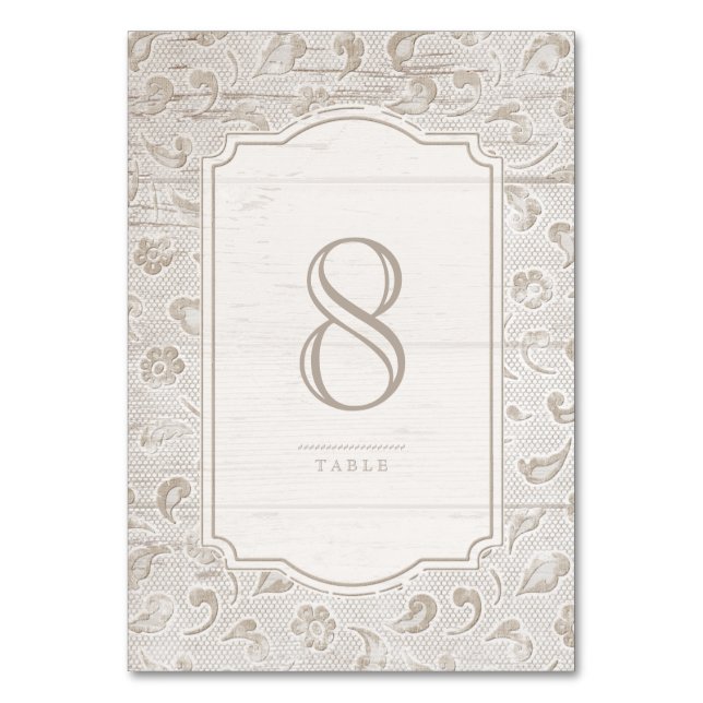 Cartão de mesa de casamento da madre-renda branca (Frente)