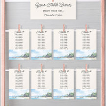 Cartão de Mesa de Casamento de Caserna de Praia Su