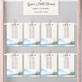 Cartão de Mesa de Casamento de Caserna de Praia Su