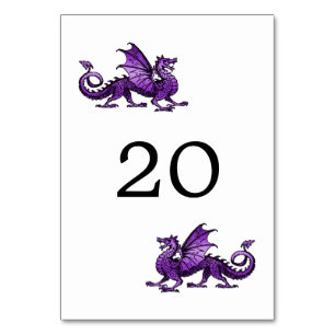 Cartão de Mesa de Casamento de Dragão Roxo