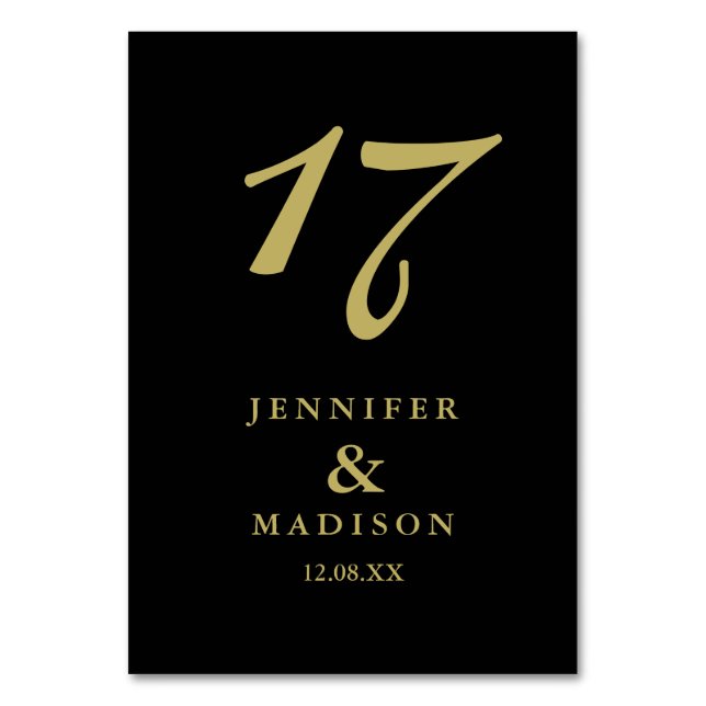 Cartão de Mesa de casamento de guião preto persona (Frente)