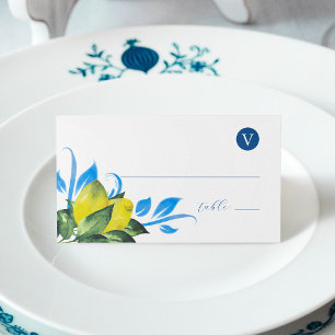 Cartão de Mesa de Casamento de Limão de Aquarela