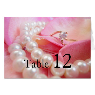 Cartão de Mesa de Casamento de Pérolas Elegante de