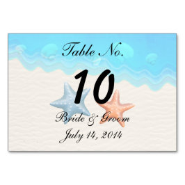 Cartão de Mesa de Casamento de Praia de Seashells