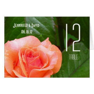 Cartão de Mesa de Casamento de Rosa Coral