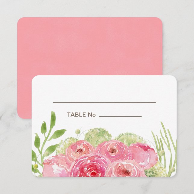 Cartão de Mesa de Casamento de Rosas Românticas (Frente/Verso)