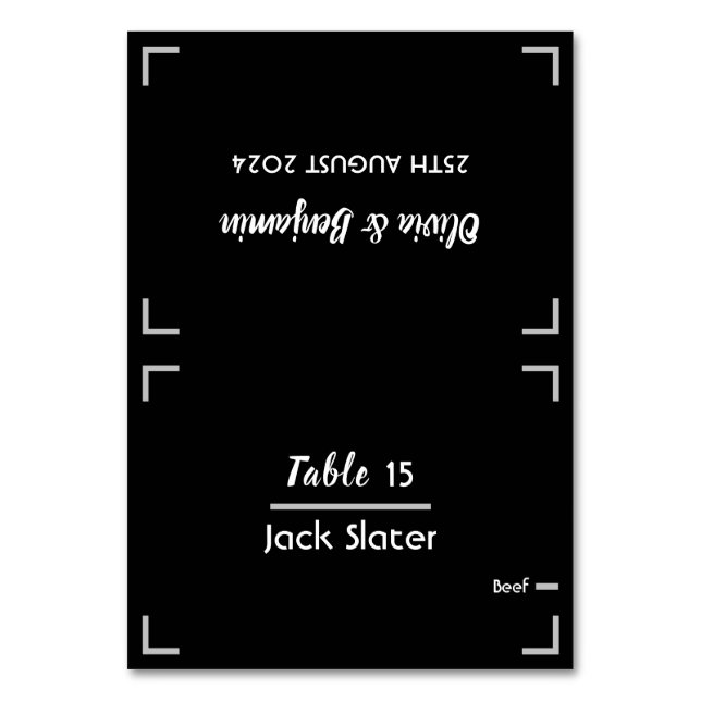 Cartão de Mesa de Casamento de Script Manuscrito S (Frente)